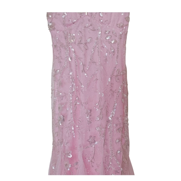 NWOT  - Lace Up Sequin & Beaded Corset Pink Mermaid PROM dress Women’s Size - XS - Picture 8 of 12